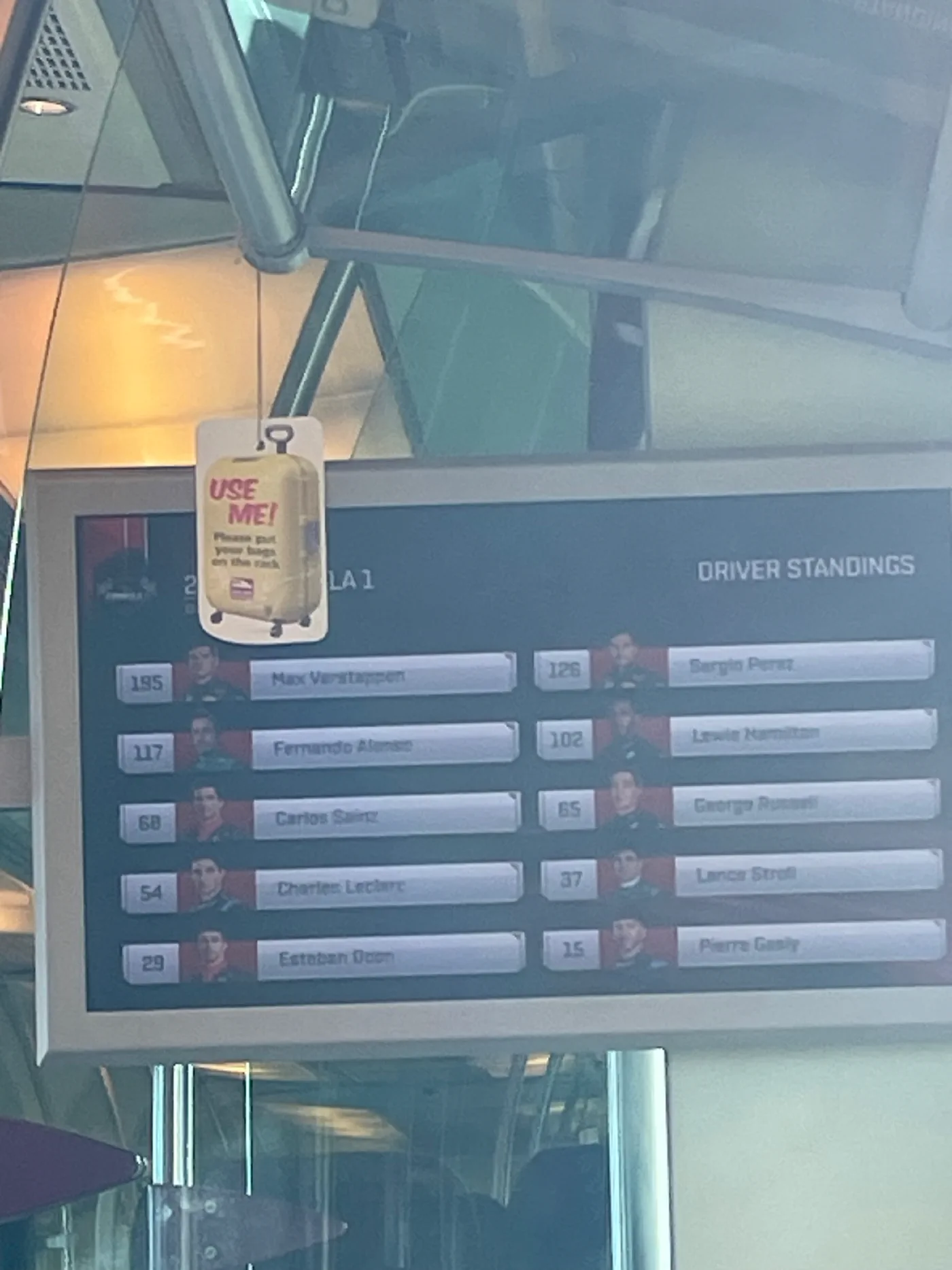 Why are they showing F1 standings on the metro?