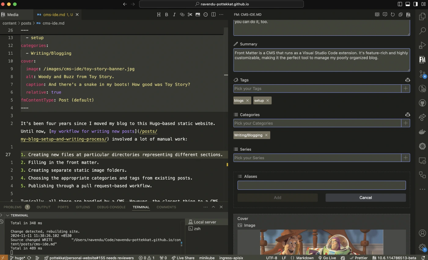 Front Matter Editor Panel