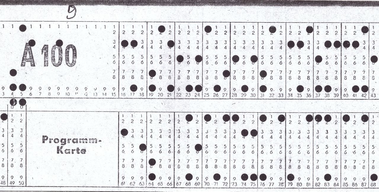 Punch card for the system A100.