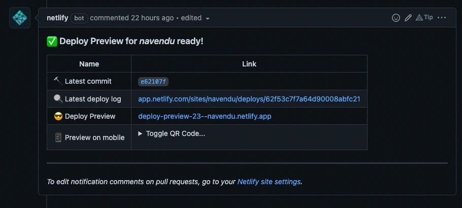 Deploy preview feature in Netlify