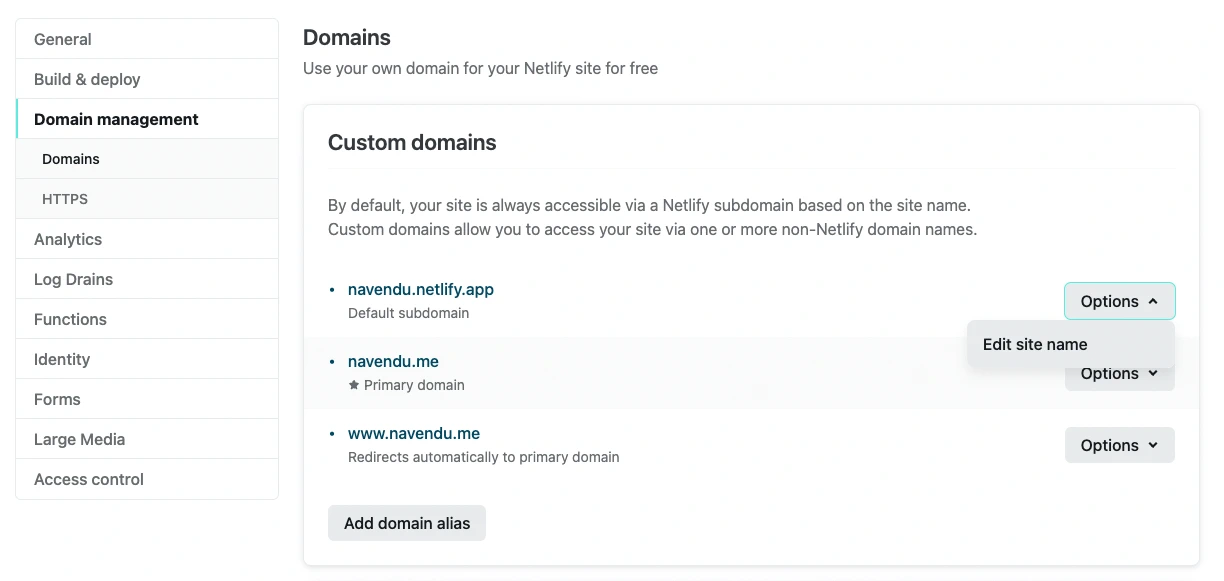 Edit the generated site name
