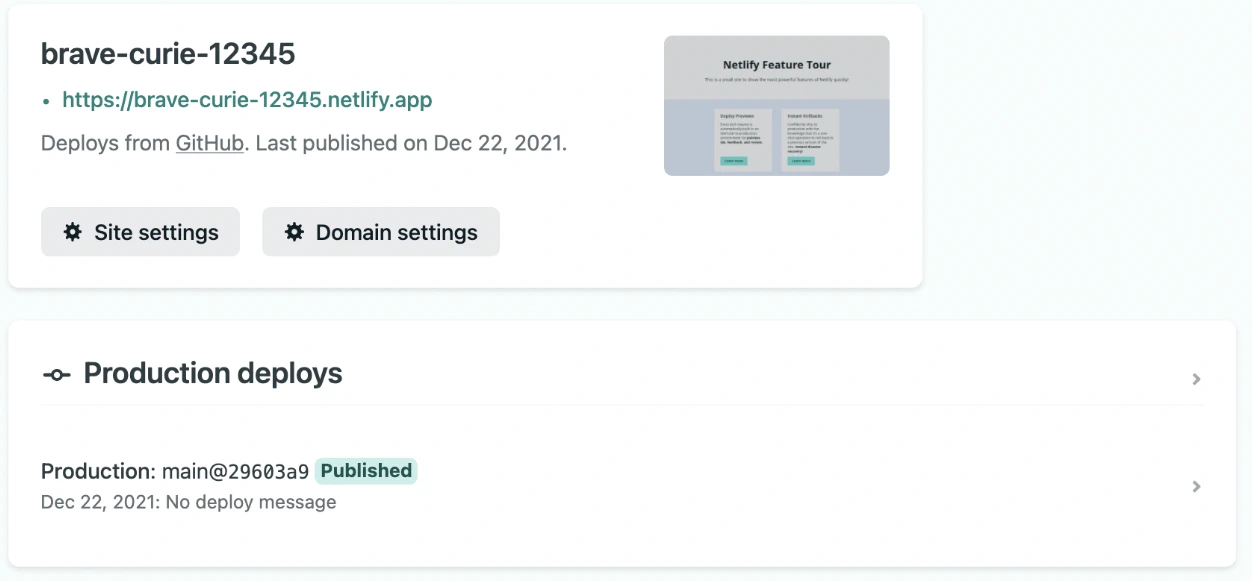 Production URL of your website