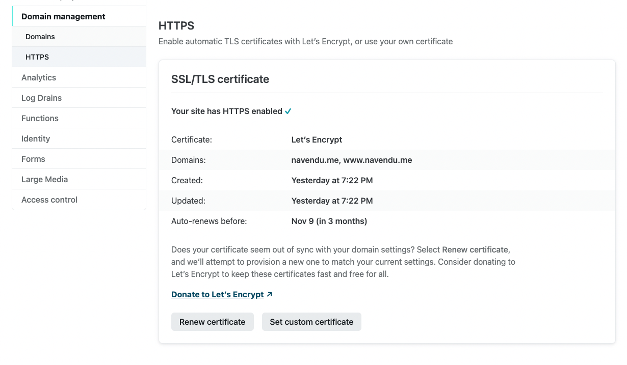 Secure your site with an SSL certificate