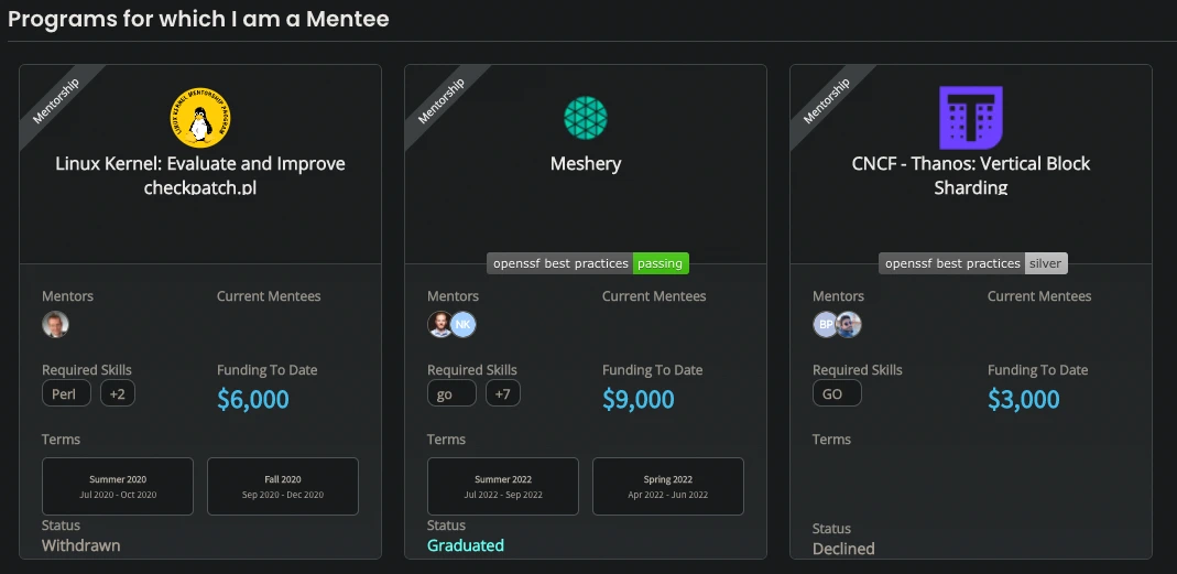 My LFX mentee profile